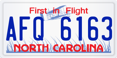 NC license plate AFQ6163