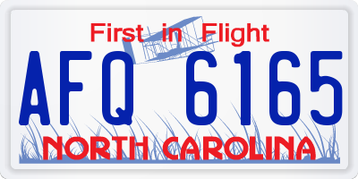 NC license plate AFQ6165