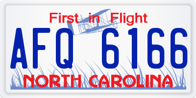 NC license plate AFQ6166