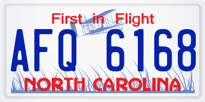 NC license plate AFQ6168
