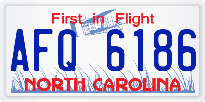 NC license plate AFQ6186