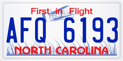 NC license plate AFQ6193
