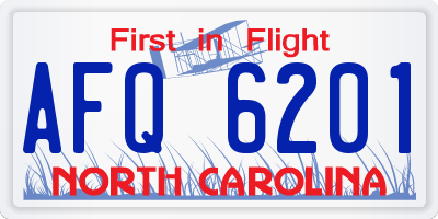 NC license plate AFQ6201