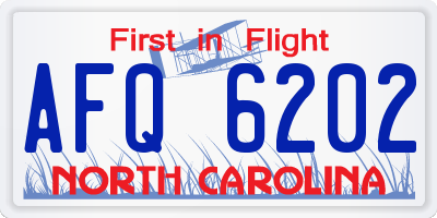 NC license plate AFQ6202