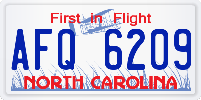 NC license plate AFQ6209