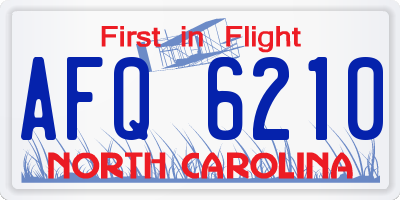 NC license plate AFQ6210
