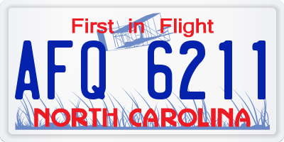 NC license plate AFQ6211