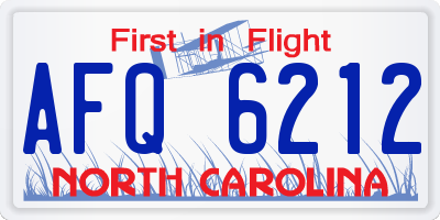 NC license plate AFQ6212