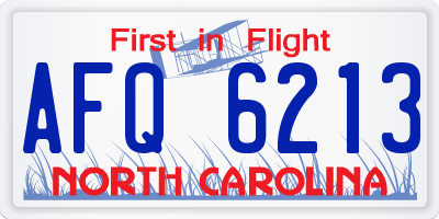 NC license plate AFQ6213