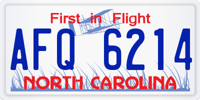 NC license plate AFQ6214