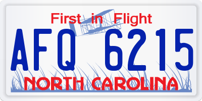 NC license plate AFQ6215