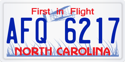 NC license plate AFQ6217