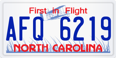 NC license plate AFQ6219
