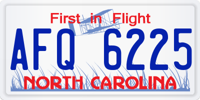 NC license plate AFQ6225