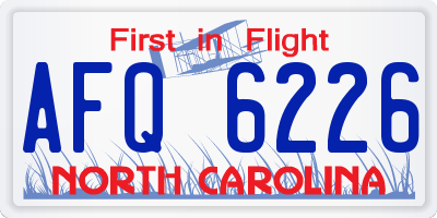 NC license plate AFQ6226