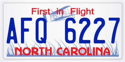 NC license plate AFQ6227