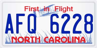 NC license plate AFQ6228