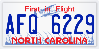 NC license plate AFQ6229