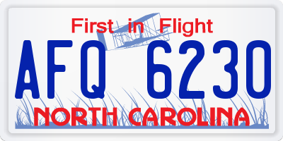NC license plate AFQ6230