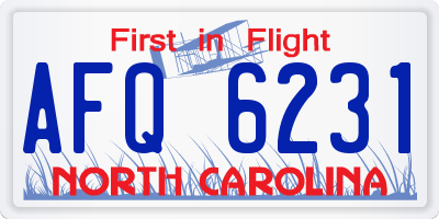 NC license plate AFQ6231