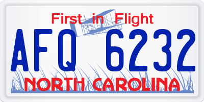 NC license plate AFQ6232