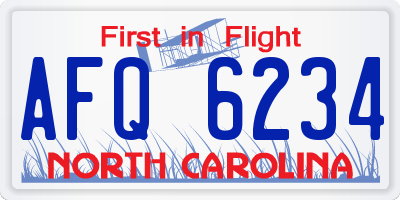 NC license plate AFQ6234