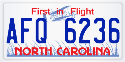 NC license plate AFQ6236