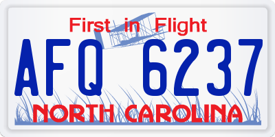 NC license plate AFQ6237