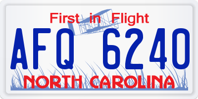 NC license plate AFQ6240