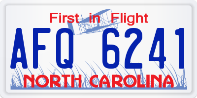 NC license plate AFQ6241