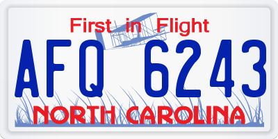 NC license plate AFQ6243