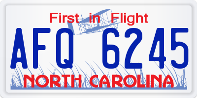 NC license plate AFQ6245