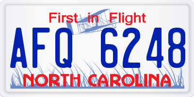 NC license plate AFQ6248