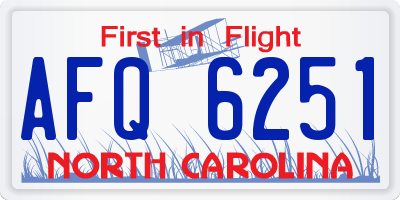 NC license plate AFQ6251
