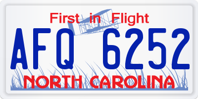 NC license plate AFQ6252