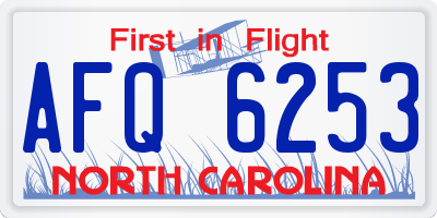 NC license plate AFQ6253
