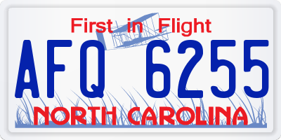 NC license plate AFQ6255