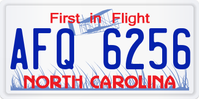 NC license plate AFQ6256