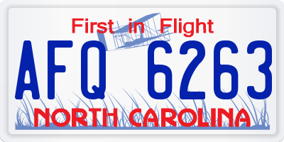 NC license plate AFQ6263
