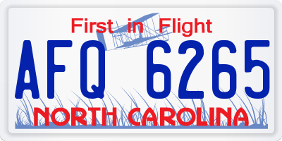 NC license plate AFQ6265