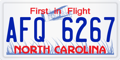 NC license plate AFQ6267