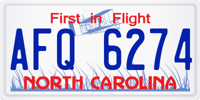NC license plate AFQ6274