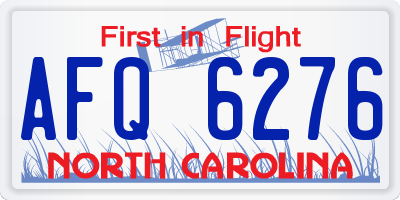 NC license plate AFQ6276