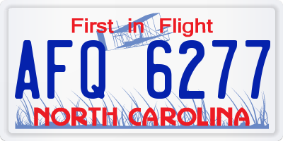 NC license plate AFQ6277