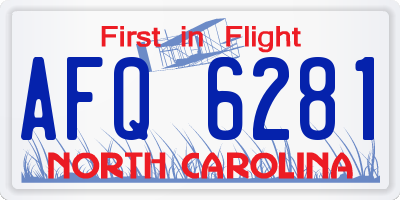 NC license plate AFQ6281