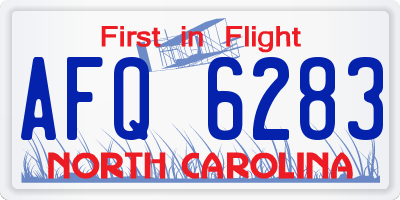 NC license plate AFQ6283