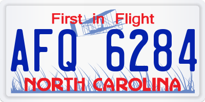 NC license plate AFQ6284