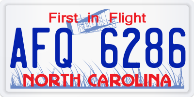 NC license plate AFQ6286
