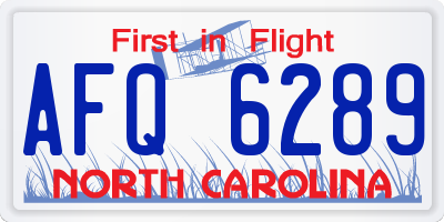 NC license plate AFQ6289