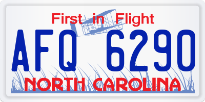 NC license plate AFQ6290